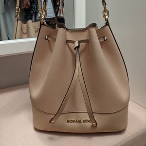 Michael Kors pale pink drawstring bucket bag
